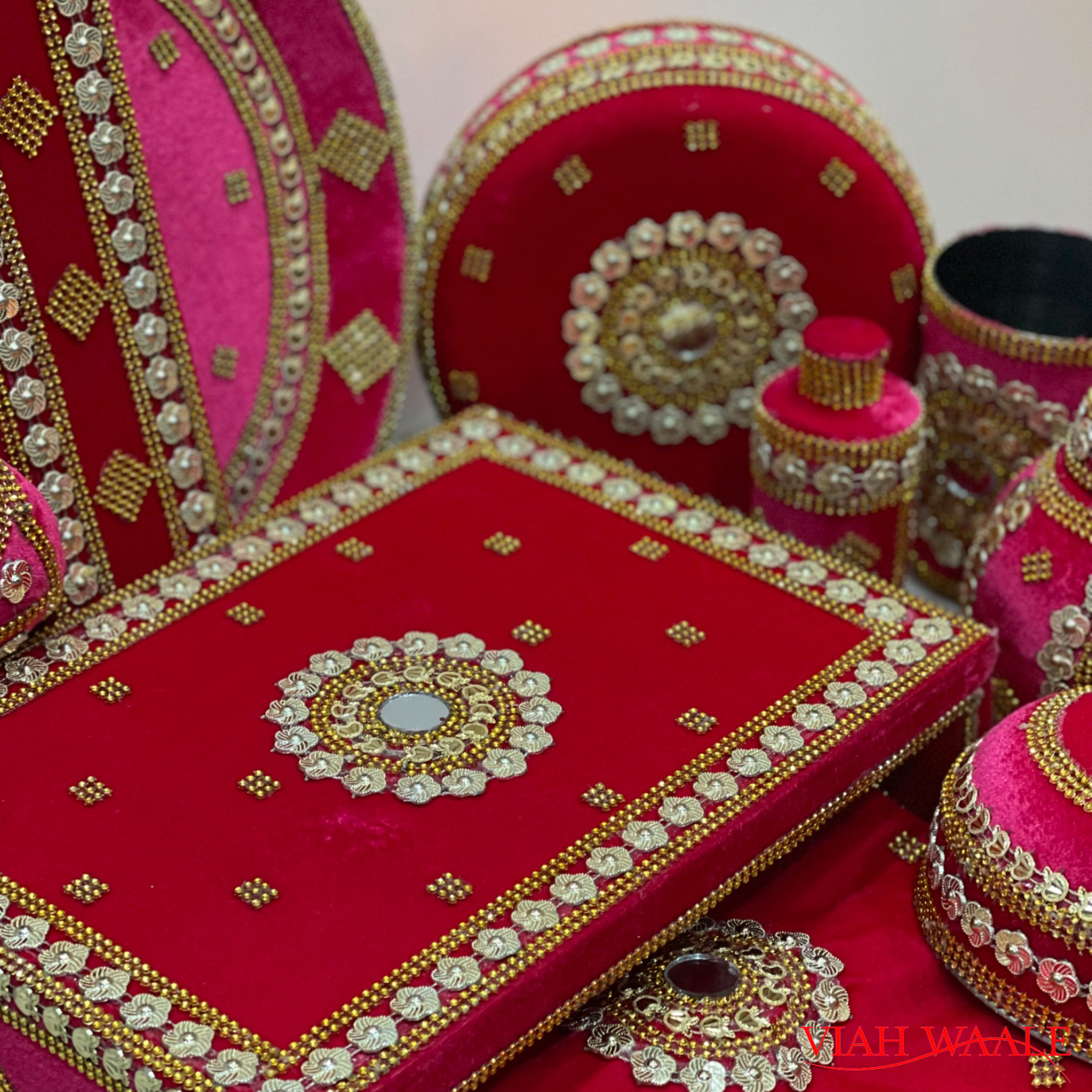 Hot Pink Velvet Wedding Set