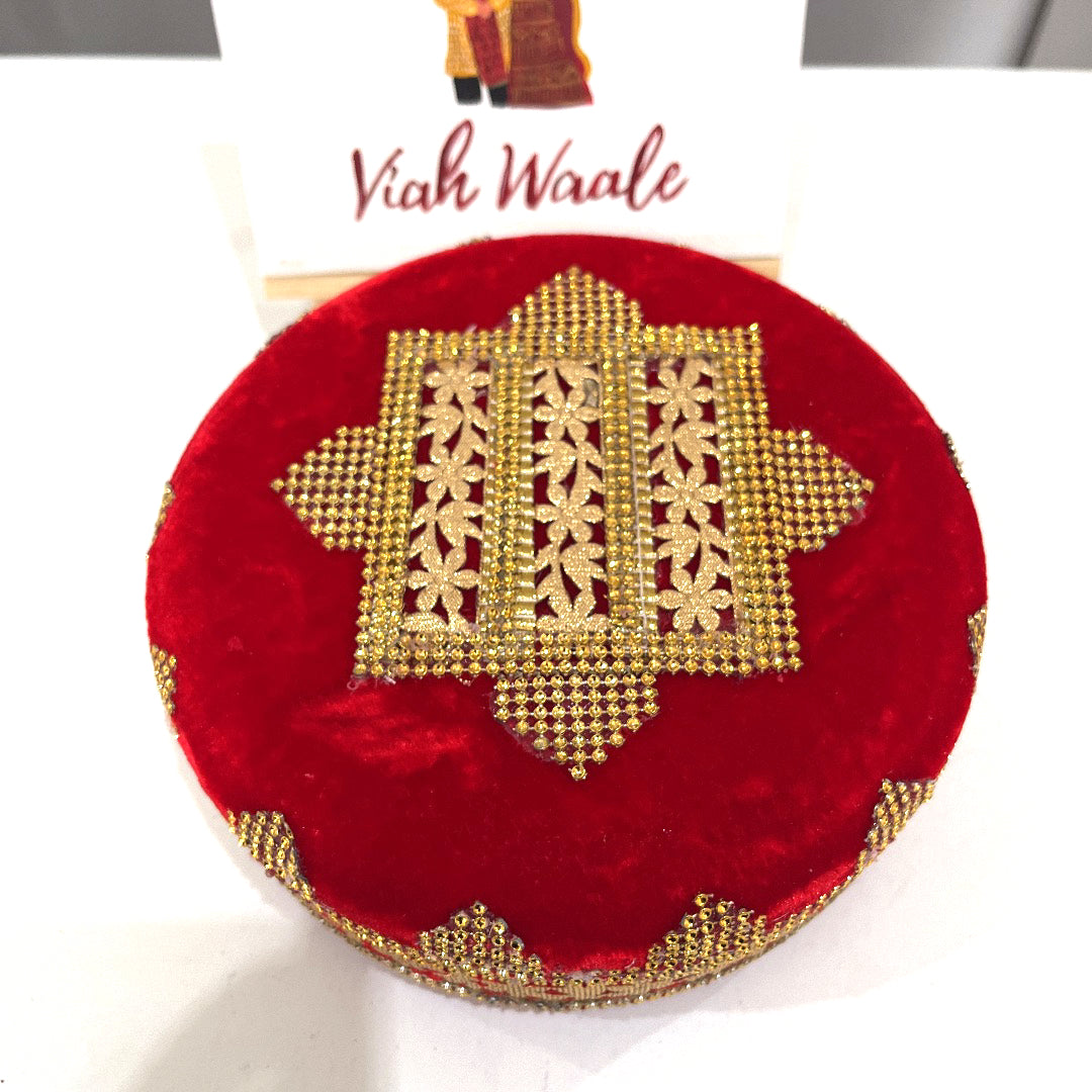 Velvet Red Gold Gift Box (Dabba)