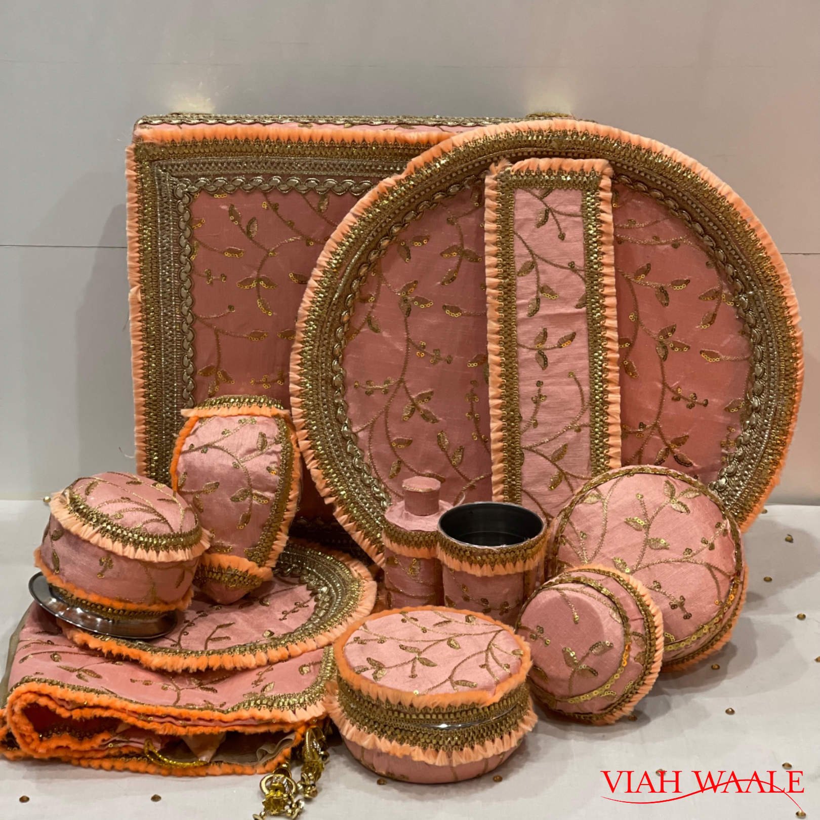 Peach Zari Patti Wedding Set