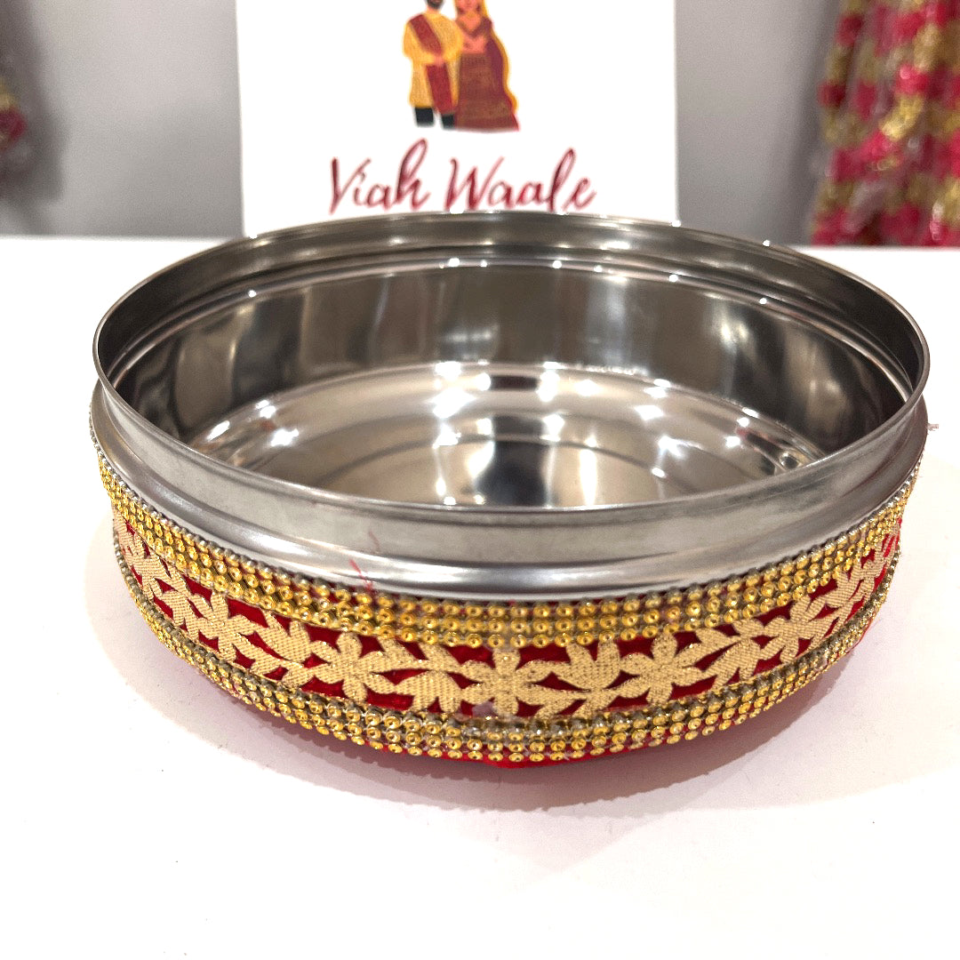 Velvet Red Gold Gift Box (Dabba)